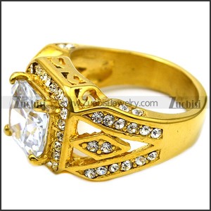 18K Goud Hoge Kwaliteit Fashion Diamanten Ringen Prijs In Pakistan Roestvrij Staal Grote Edelsteen Ring - Product Image 3