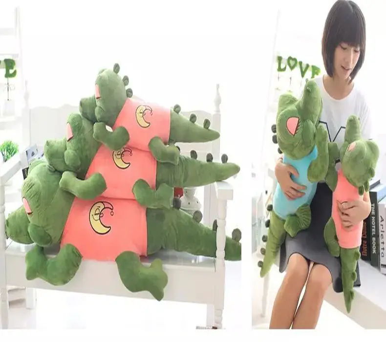 Оптовая продажа, индивидуальная зеленая мягкая плюшевая игрушка Аллигатор/крокодил/кукла каймана, игрушка-животное с подходящей вышивкой, футболка