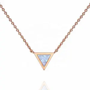 Геометрическое треугольное ожерелье MECYLIFE, женское Очаровательное ожерелье с позолоченным круглым опалом