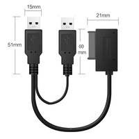 Cable USB2.0 a SATA Slimline de 6+7 13 Pines con Fuente de Alimentación USB2.0 Externa para Adaptador Convertidor de CD-ROM DVD-ROM ODD para Portátil