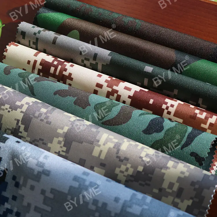 600D Polyester Camo Printed Oxford Fabrics For Bags With PVC Backing