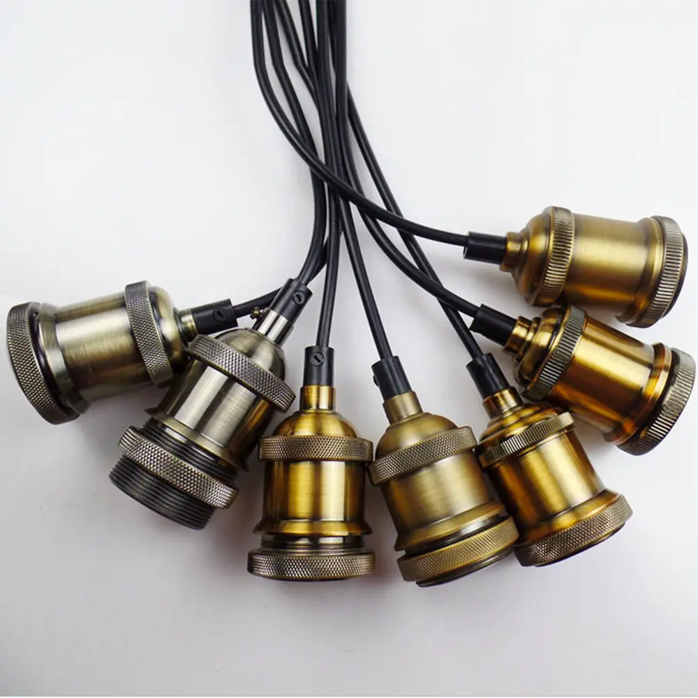 1meter cable with 12cm ceiling plate Vintage Aluminum Lamp Holder E27 E26 Industrial Pendant Light Lamp Fitting