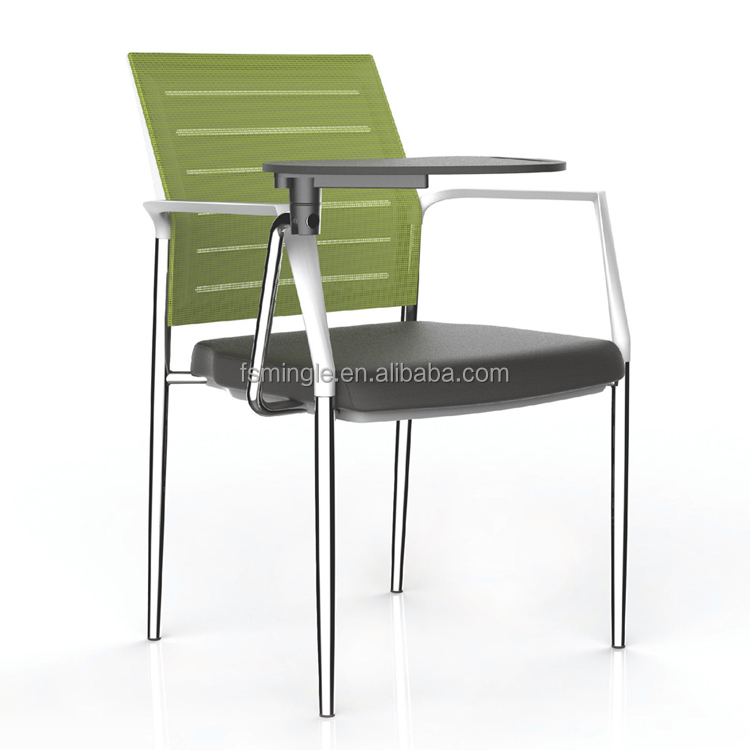 Новый дизайн металлический пластиковый стул для изучения с блокнотами таблетки для обучения или учебы