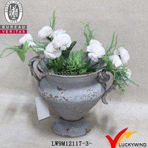Luckywind 장식 정원 및 홈 프랑스어 골동품 로마 스타일 금속 고민 꽃병 주철 꽃 냄비 화분 항아리 - Product Image 6