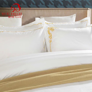 Cotton 300TC Thêu Bedding Set Khách Sạn Lớp <span class=keywords><strong>Sheets</strong></span> - Product Image 3