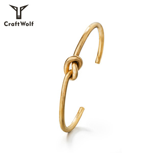 Craft Wolf <span class=keywords><strong>Fashion</strong></span> donna uomo gioielli in acciaio inossidabile Truelove Knot Cuff coppia bracciale Bangle On Wedding - Product Image 6