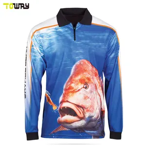 Dye sublimation personalizado camisa torneio de pesca