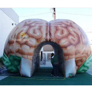 Новый дизайн, рекламная надувная модель головного мозга для медицинской выставки, гигантская надувная купольная палатка головного мозга