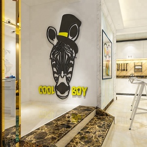 Bán buôn tùy chỉnh chất lượng cao 3D phim hoạt hình dán tường hiện đại có thể tháo rời ngựa vằn Vinyl 3D đề can nhà không thấm nước trang trí tường - Product Image 2