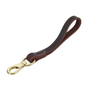 Leather Short Dog Leash 12" Short Dog Traffic Lead Leash For Large Dogs Training And Walking