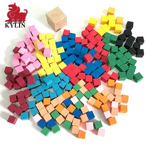 Blocs de construction en bois pour enfants 8*8*8mm, cubes colorés et jeux de société éducatifs, dominos en cube - Product Image 1