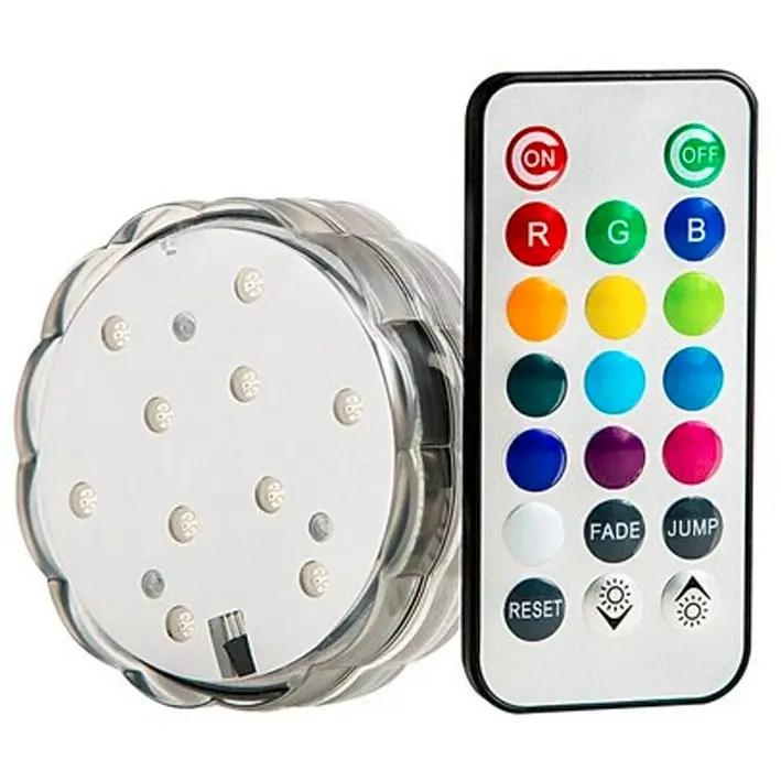 JEJA-Tubo de agua para fumar, Base de luz LED pequeña con control remoto, impermeable IP68, 10 luces LED, Hukka Shisha