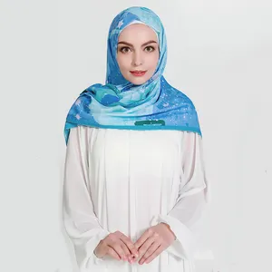 Hijab con estampado de Material transpirable para mujer, bufanda larga, nuevo estilo