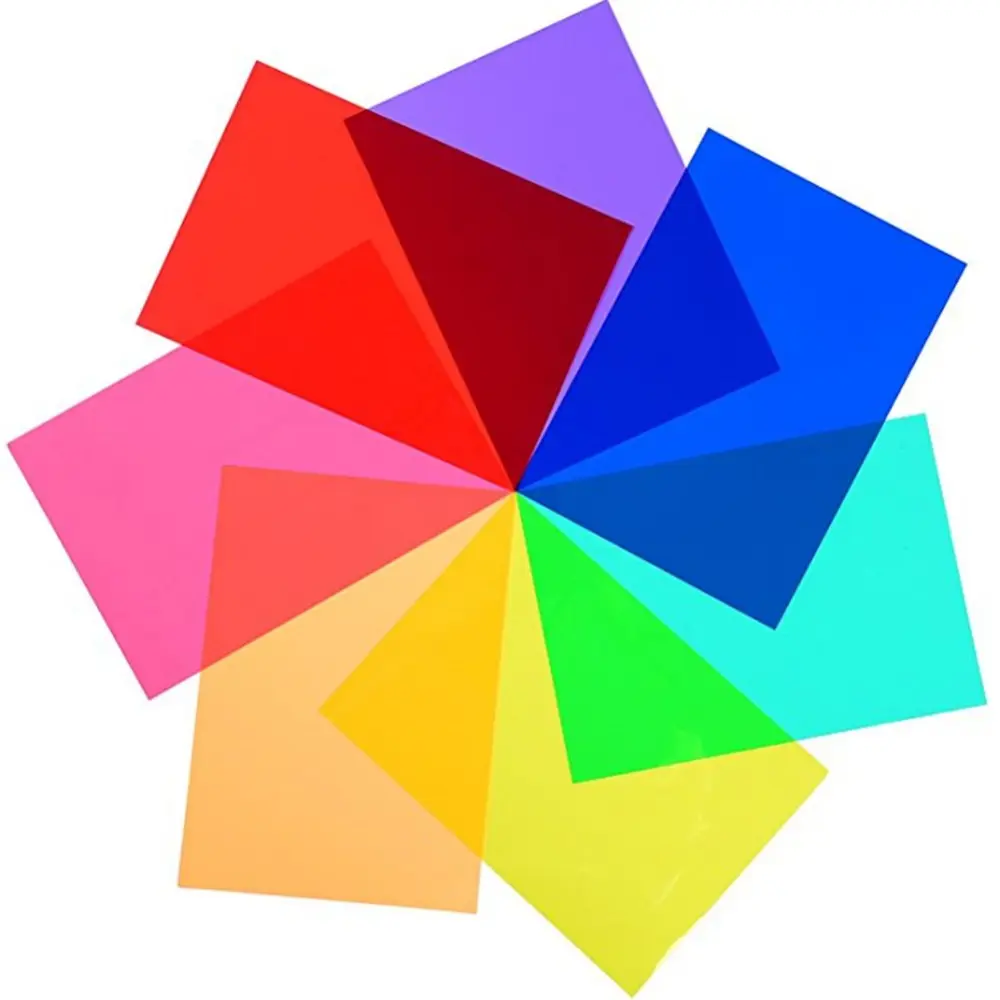 Feuilles de Film polarisées linéaire, 5*10CM, rose, Orange, rouge, bleu, violet, gris, jaune, vert