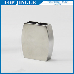 Simple Stainless Steel Toilet Brush Holder Stand Set - Product Image 5