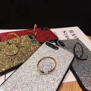 Bling Glitter telefon kılıfı için halka tutucu ile Samsung Galaxy S8 S9 S10 S20 artı Ultra s10e not 8 9 10 pro A51 A71 M10 M20 M30