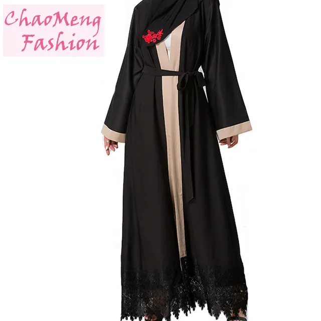 1513 # nero Ultima Islamico Musulmano Disegni di Abbigliamento Lungo Caftano Ricamo Open Kimono Nuovo Modello Abaya In Dubai