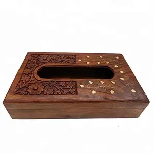 DS Customized Handmade Laser Engraved Wooden Tissue Box Unique Bamboo Storage Case