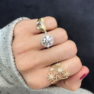 Bijoux en or pour filles, bague de fiançailles royale en diamant 1 carat, mariage - Product Image 2