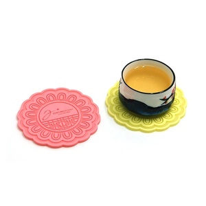 Moulded Eco-Friendly Silicone <strong>Round</strong> <strong>Coaster</strong> with Custom Design 3mm Thickness 10cm Diameter and Custom Logo - Product Image 2