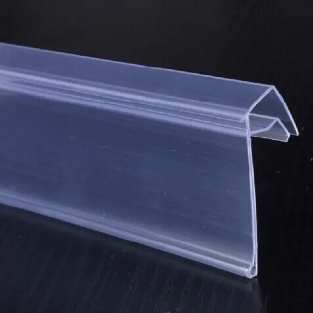 Clear PVC advertising shelf talker price tag glass shelf edge price tag hanging flat label holder for double wire shelf