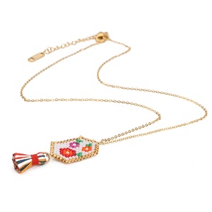MI-N180231 fait main moyamiya Miyuki bijoux choker fleur boîte pentagone pendentif collier ensemble pour les filles femmes - Product Image 1