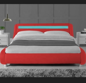 Willsoon Modern Design Soft PU Synthetic Leather <strong>Bed</strong> <strong>Frame</strong> Double/Queen/King Size Wooden Structure with LED Light <strong>Low</strong> Price - Product Image 3
