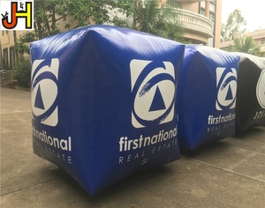 การพิมพ์แบบเต็ม 1x1x1 เมตร Inflatable Cube Buoy สำหรับน้ำกิจกรรม, ลอยน้ำ Marker Buoy Inflatable Square Swim Buoy สำหรับขาย