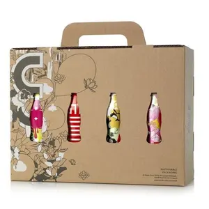 Customized Corrugated Carton Box for drink package with hanger