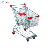 Chariots de courses pliables de style asiatique ATOGGI 60-210L, finition en zinc + revêtement en poudre, roues en PU/PVC de 4 et 5 pouces, argent/rouge/vert