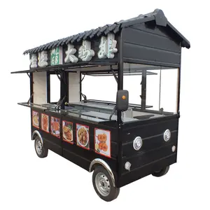2024 अनुकूलित काले भोजन वेंडिंग कियोस्क मोबाइल स्ट्रीट रसोई ट्रक आइसक्रीम कार्ट बिक्री के लिए