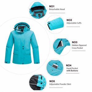 Ski <span class=keywords><strong>Salopette</strong></span> Femmes Capuche Amovible Étanche <span class=keywords><strong>Neige</strong></span> Veste - Product Image 2