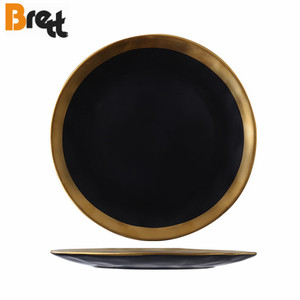 <span class=keywords><strong>Set</strong></span> di stoviglie in ceramica eco-friendly in stile europeo Brett bianco <span class=keywords><strong>e</strong></span> nero piatto da pranzo ristorante con bordo in <span class=keywords><strong>oro</strong></span> - Product Image 6