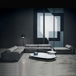Ecke sofa moderne Italien kombination sofa wohnzimmer möbel licht luxus sofa PU leder schnitts