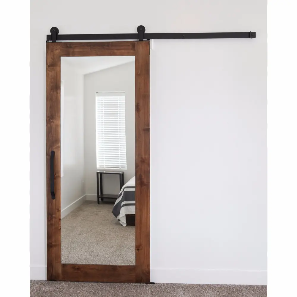 7 'tall full lite interior espelhado de madeira sólida farpa porta slab