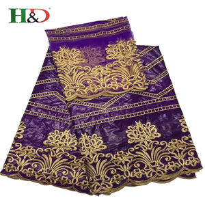 H & D caliente 5 + <span class=keywords><strong>2</strong></span> 7 yardshigh calidad precio de fábrica brocado Bazin tela africana con encaje - Product Image 5
