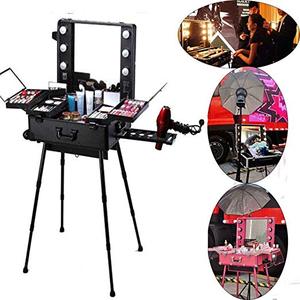 Tocador Portátil Profesional Grande con Espejo LED Plegable y Cierre Abierto, Estuche de Maquillaje para Maquilladores de Estudio - Product Image 3
