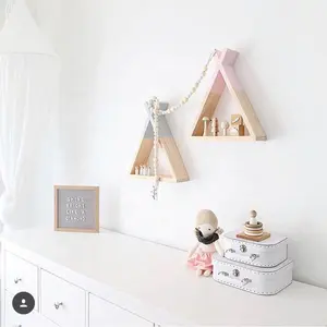 Modern Decorative Wooden Triangle壁棚収納Shelf Home Decor