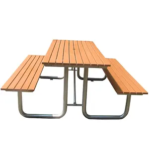 中国批发野餐桌野餐桌带伞孔