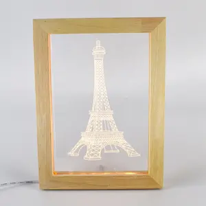 Offre Spéciale nouveau LED Cadre Photo lumière de noël Acrylique 3D Led Lumière couleur Unique Cadre Photo lumière de Nuit personnalisé en bois cadre