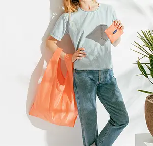 पुन: प्रयोज्य तह शॉपिंग बैग कपड़े भंडारण बैग नायलॉन पॉलिएस्टर सुपरमार्केट शॉपिंग बैग