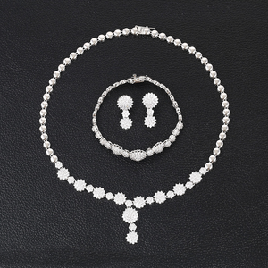 S-34 Xuping Trung Quốc Tùy Chỉnh Nặng Bridal Necklace Trang Sức Đặt <span class=keywords><strong>Fancy</strong></span> Chuỗi Dài Đá Trắng Necklace <span class=keywords><strong>Set</strong></span> - Product Image 1