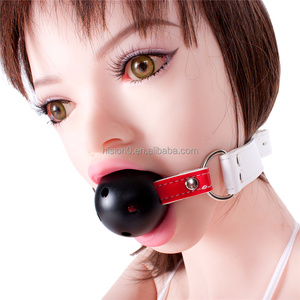 SM Bondage Kiềm Chế Lưới Nhựa Bóng Gag Đỏ Chung Da Trắng Vành Đai Miệng Gag - Product Image 2