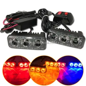 Led Strobe Light 3.3 Inch Car Grille Strobe Light 12V 2 X 3 LED Strobe Light Kit