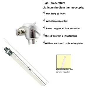 Thermocouple S Type Thermocouple Rhodium Platinum 10- Platinum 1600C Type S Thermocouple S Type