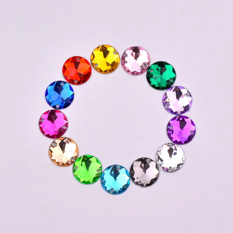 10mm Sewing Mix Color Acrylic Rhinestones Applique Flat Back Crystal Stones Sew On Strass Diamond For DIY Clothes Jewelry