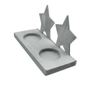 Elemento decorativo con <span class=keywords><strong>stampa</strong></span> <span class=keywords><strong>personalizzata</strong></span> portacandele in <span class=keywords><strong>legno</strong></span> Color argento - Product Image 1
