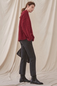 Maglioni Unici in Cashmere 100% Borgogna con Pelliccia per <span class=keywords><strong>Donna</strong></span> - Product Image 4