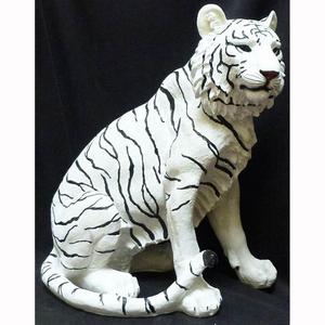 Escultura de Animal Decorativa, Estatua de Tigre Blanco de Fibra de Vidrio de Tamaño Real - Product Image 3