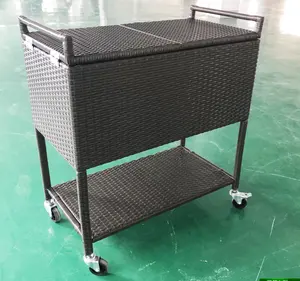 garden rattan rolling cooler cart